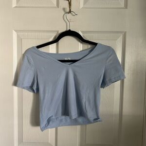 SO Light Blue Women's Short Sleeve V-Neck Tee